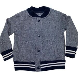 Joe Fresh Baby Boys Navy Blue Marled Varsity Bomber Jacket 18-24M Snap Front